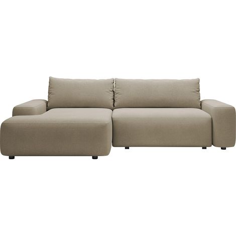 Canapé d'angle gauche convertible en tissu texturé taupe DAVISO (1/2)