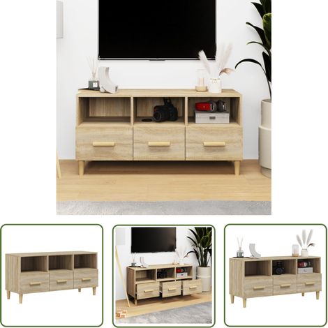The Living Store Meuble TV Chêne sonoma 102x36x50 cm Bois d'ingénierie - Meubles Tv - Meuble Tv Moderne - Meuble Tv Design - Support Tv - Unit Tv (1/5)