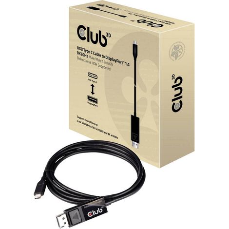 club3D USB-C® / DisplayPort Cavo adattatore Spina USB-C®, Spina DisplayPort 1.80 m Nero CAC-1557 Ritardante di fiamma C (1/5)