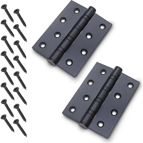 Bisagra de acero inoxidable, bisagras para puertas, bisagras de acero inoxidable para puertas, bisagra con 16 tornillos, bisagra para puertas interiores y exteriores, muebles y cajones (negra) (1/5)