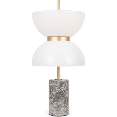 Maytoni Kyoto Lampada da tavolo moderna a LED integrata oro e grigio 3000K 500lm paralume bianco (1/3)