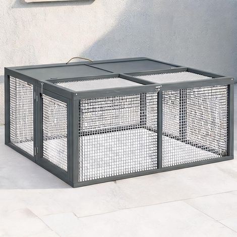 Enclos et abri pliable pour lapins nains en bois avec toit (1/5)