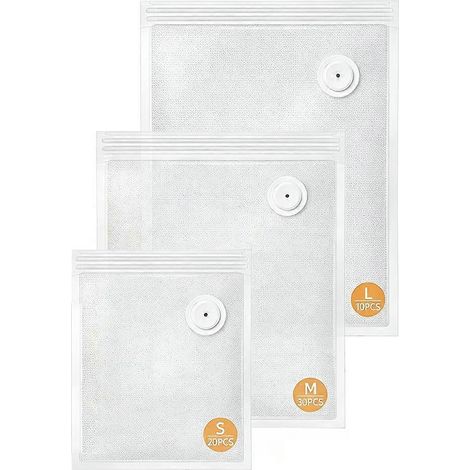 Machine sous vide sacs pour aliments 60 pièces S M L avec Enhanced air valve pour Sous Vide rangement (1/5)