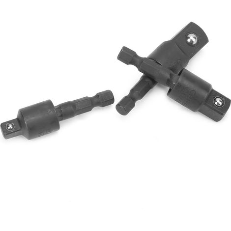 3-teiliges Steckschlüssel-Set für Bohrmaschinen, Metall-Sechskantschaft, Schlagschrauber-Adapter, 360° drehbar, schwarz (1/5)