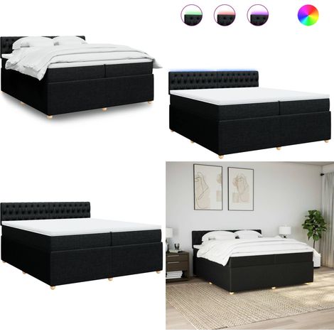 vidaXL Sommier à lattes de lit avec matelas Noir 200x200 cm Tissu (1/5)