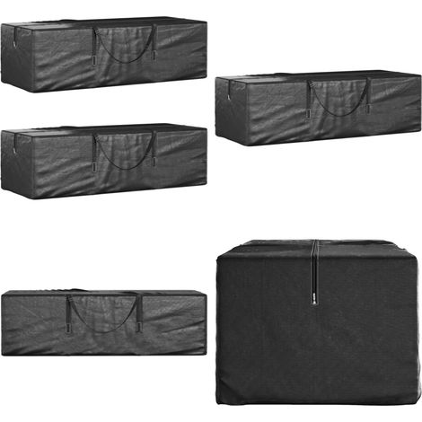 Sacs de rangement pour coussins de jardin 2 pcs noir - Housse De Coussin Extérieur - Sac De Rangement Pour Coussins - Protection Contre La Pluie - Stockage De Mobilier De Jardin - Accessoires De Jardi (1/5)