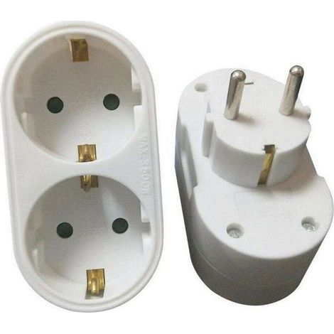 1 Dreifach-Steckeradapter, feuerhemmendes Polycarbonat, 2- und 3-polige Stecker, kompatibel mit europäischen Steckdosen, für Reisen und Zuhause (1/5)