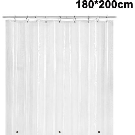 Rideau De Douche Interieur - PEVA Transparent Epais Anti-Moisissure - 180 x 200 cm - 12 Oeillets En Acier Inoxydable - Bords Poids Et Magnets - Lot De 1 (1/5)