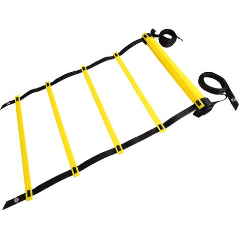 Échelle d'agilité pour exercices de jeu de jambes, amélioration de la coordination, franchissement d'obstacles, entraînement physique (football, basketball, tennis), 4 mètres et 8 barreaux (1/4)