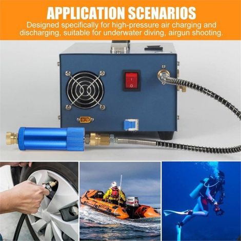 Filtre à Air PCP, Séparateur D' et D'Eau, 40 MPa/5 800 Psi, Séparateur D'Humidité pour Pompe de Compresseur D'Air A,Métal,Bleu (1/5)