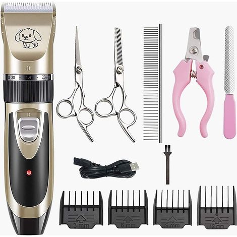 Tondeuse Pour Chien - Tondeuse Sans Fil Rechargeable À Faible Bruit - Lame En Céramique Titanée - 4 Peignes De Guidage (3 6 9 12 mm) - Pour Chiens Et Chats - 1 Pièce