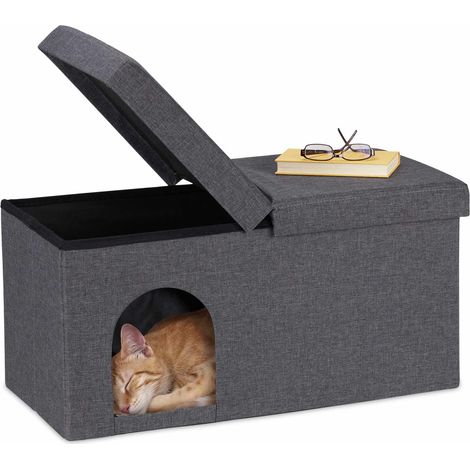 Cat cave in grey with lid