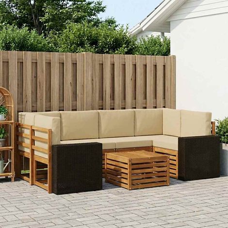 vidaXL Outdoor-Sofagarnitur 7 pcs Natur und Beige Massivholz Akazie (1/5)