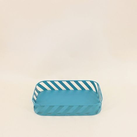 Plateau en métal bleu ajouré 20x30cm (1/4)