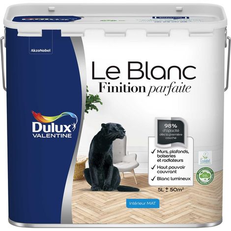 Peinture Le Blanc Finition Parfaite Dulux Valentine Mat Blanc 5 L (1/5)