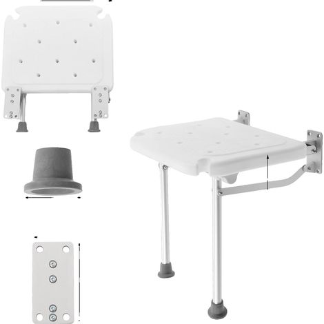 Silla de ducha plegable, antideslizante, color blanco. (1/2)