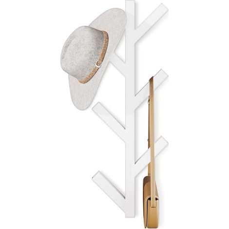 Porte-Manteau Patère Murale en Métal - 40CM Vertical Porte Manteau Mural avec 6 Crochets, Pour Suspendre Vestes, Manteaux - Blanc (1/5)