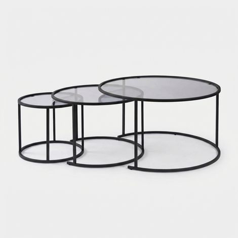 Set Couchtische aus gehärtetem Glas Aurum Tris - Schwarz (1/5)