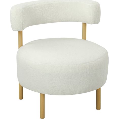 Poltrona lounge in sherpa bianco crema 67 x 67 x 71 cm, gambe in metallo effetto legno (1/3)