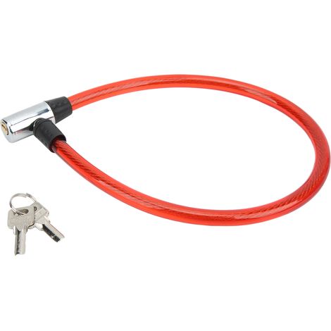 Câble antivol vélo robuste acier durable fil portable large utilisation facile opération cadenas câble pour vélo moto portail rouge (1/5)
