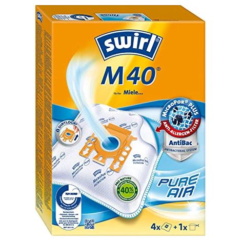 Swirl M 40 bolsas aspiradora naranja y blanca filtro anti-alérgeno (1/4)