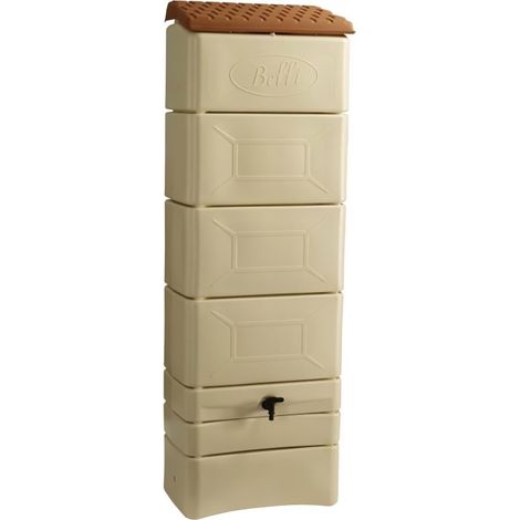 Récupérateur d'eau de pluie mural 300L – Finition beige – Design compact pour petits jardins – Matériaux durables – Bellijardin