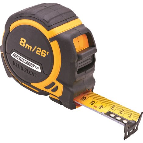 Komelon Contractors Tape Measure 8m 26ft Metric Imperial with Belt Clip (1/2)