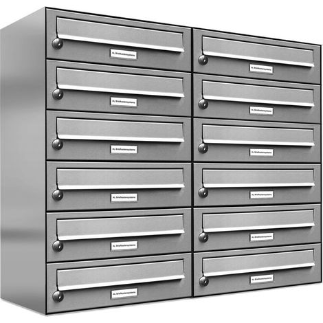 12er V2A Edelstahl Wandbriefkasten Anlage 12 Fach Briefkasten Postkasten (1/5)