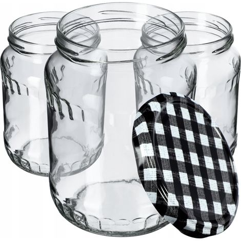 KADAX 48er-Set Marmeladengläser 720 ml mit Schraubdeckel mit Drehverschluss (schwarze Fliesen)