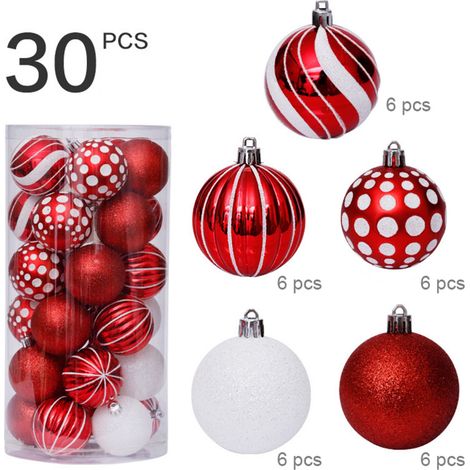Boules de Noël, 30 Pièces Boules de Noël 6CM Rouge, Boules de Noël rouges, Kit de Boules de Noël, pour Sapin, Vacances, Décoration (1/5)