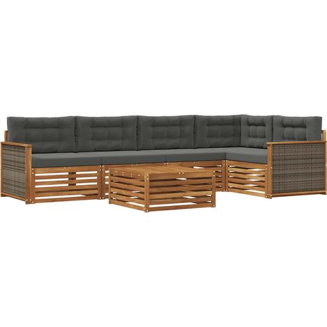 Outdoor Sofa Set with Cushion 6 pcs Natural and Anthracite vidaXL (1/5)