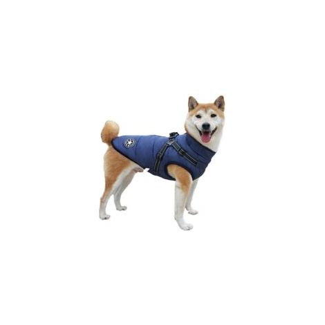 Gilet d’hiver pour chien avec harnais intégré – Veste chaude et confortable – Taille XL – Bleu (1/4)