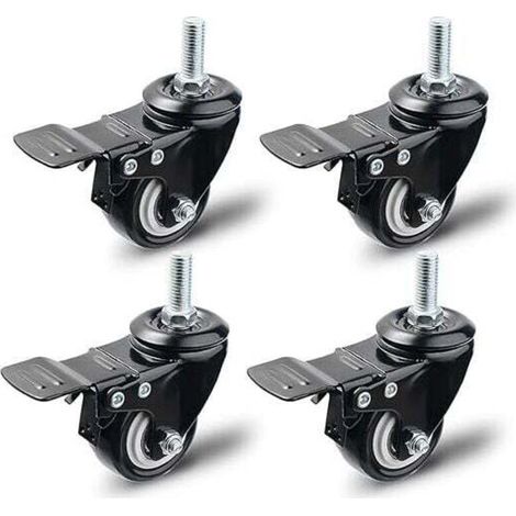 Roulette Pivotante avec Frein 50 mm, Set 4 Roulettes pour Meubles, Roulettes Pivotantes Roues, Charge Maximale 200KG Noir (Noir) (1/4)