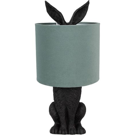 Lampe à poser décorative lapin avec abat-jour en velours noir et vert Ø 20 x 43 cm - PANGIVO (1/5)
