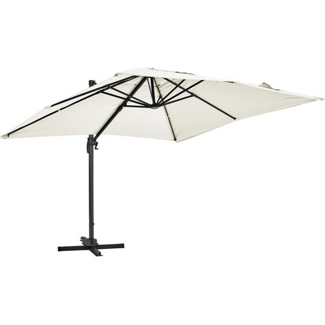Oviala – Parasol déporté inclinable 3 x 3m – Rotation 360° – Toile déperlant et anti-UV – Structure aluminium légère et robuste