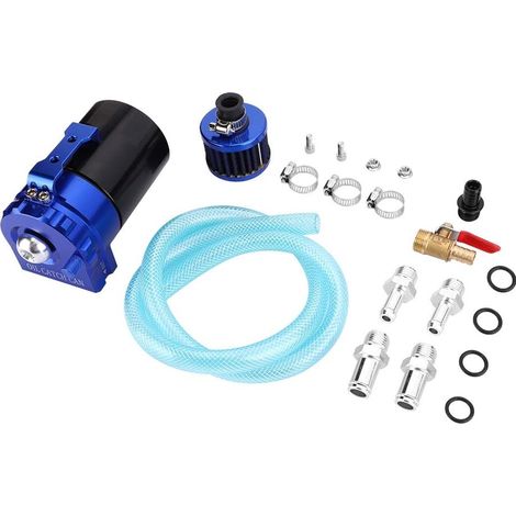 Réservoir de Récupération d'Huile Universel 300ML, Aluminium, Noir Bleu, avec Filtre à Air et Support de Montage (1/5)