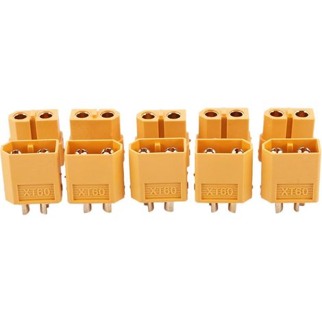 Pack of 5 pairs of RC XT60 male and female battery connectors + heat shrink tubing (1/5)