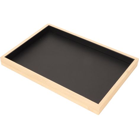 Plateau à bijoux plat et empilable pour boucles d'oreilles, colliers, bracelets, broches, épingles et montres (noir) (1/5)