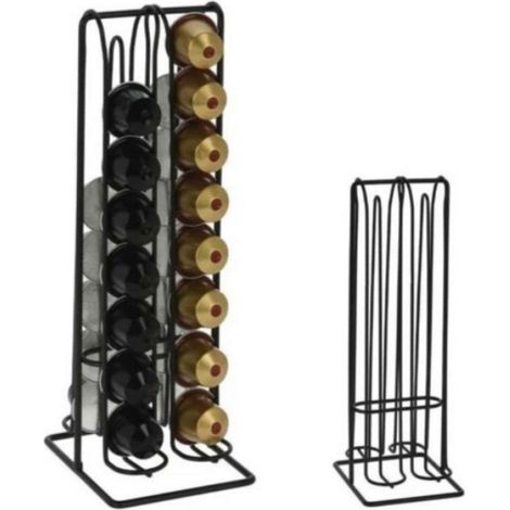 Porte-capsules - Compatible Nespresso - Rangement Vertical Noir - Capacité 32 Capsules