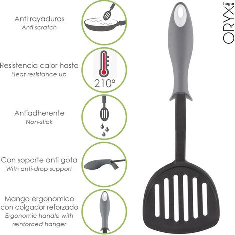 Espatula Rasera Cocina Nylon Con Mango Antigotas Engomado 34,5 x 11 cm. (1/5)