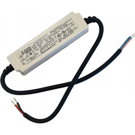 MW MEAN WELL LPF-25-12 Alimentatore Led Driver CC CV 12V 2,1A 25W IP67 Input 220V e 110V