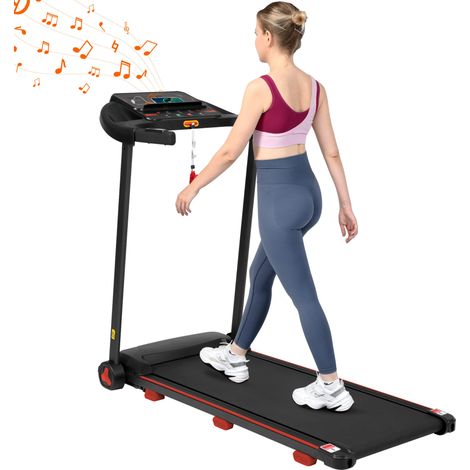 Tapis de course pliable avec inclinaison 8% et moteur 3,0 CV, surface de course 110x40 cm, vitesse jusqu'à 14 km/h, Bluetooth et écran LED (1/5)