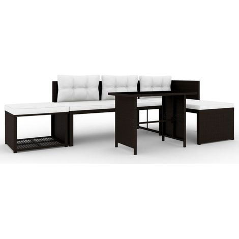 Salon de jardin 4 pcs Ensemble Table et Chaise de Jardin - Résine tressée Marron BV183163 - BonneVie (1/5)