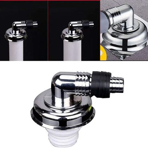 Bonde de sol double usage pour lave-linge, tuyau d'évacuation pour lave-linge avec joint en caoutchouc et coude, interface plaquée argent. (1/5)