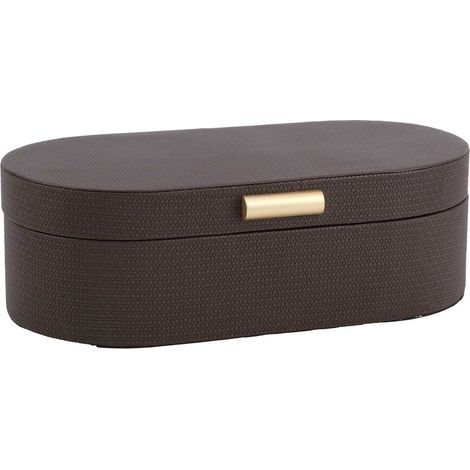Boîte de rangement marron effet cuir - marron foncé et doré (1/5)