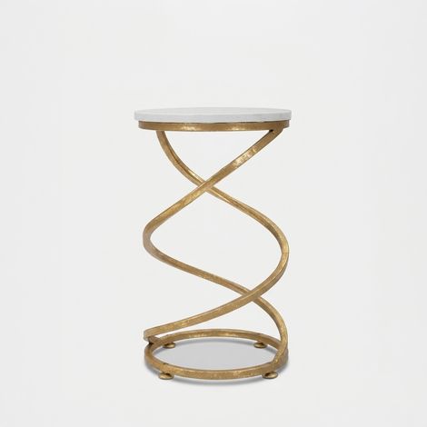 Table d’appoint spirale effet marbre métal doré design élégant (1/5)