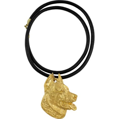 Collana con ciondolo a forma di cane Beauceron, pastore francese, in confezione regalo, placcata in oro, ideale per gli amanti dei cani, un gioiello di grande effetto firmato Art-Dog. (1/5)