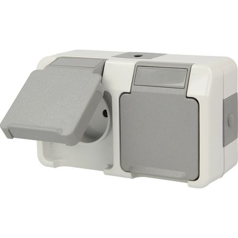 AQUASTAR Prise Schuko double gris clair