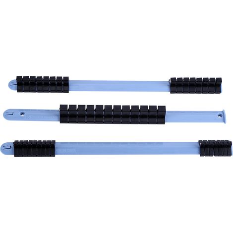3-teiliges Wandmontage-Steckdosenregal aus Kunststoff für 1/4", 3/8" und 1/2" Steckdosen, Trennschienen, Ablagefächer und Organizer (1/5)