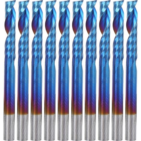 10 Fraises Carbure Monobloc Spirale Une Seule Lèvre Bleu Revêtement NANO 3.175mm (1/5)